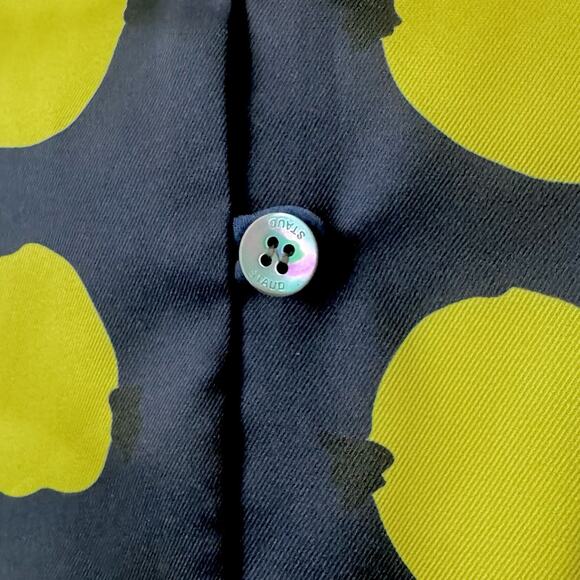 STAUD Parke Top Navy Citrus Lemon Print Shirt XS Bold Graphic Print Dopamine NWT - Picture 4 of 14